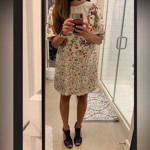 Zara White and Pink Floral Mini Dress